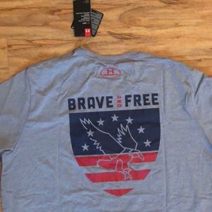 NWT Under Armour Freedom Heat Gear Brave and Free USA Gray T-Shirt Men’s XL